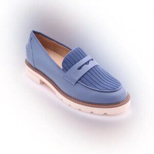 NIB Allora Blue Leather Clay Knit Shoes Size 39 EU $129